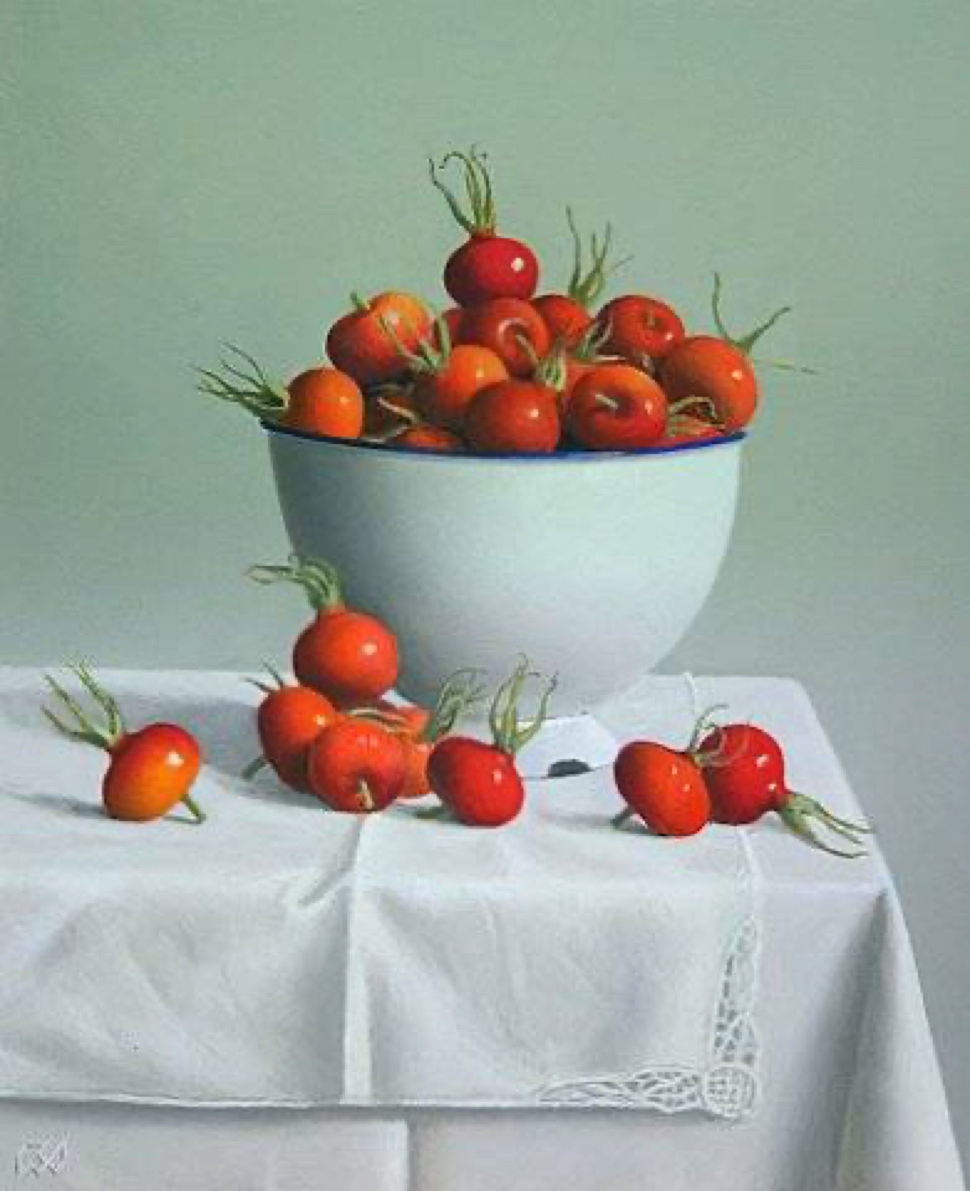 Klaas Wiedijk, Rozenbottels (Rose Hips) — Still life, Oil on panel