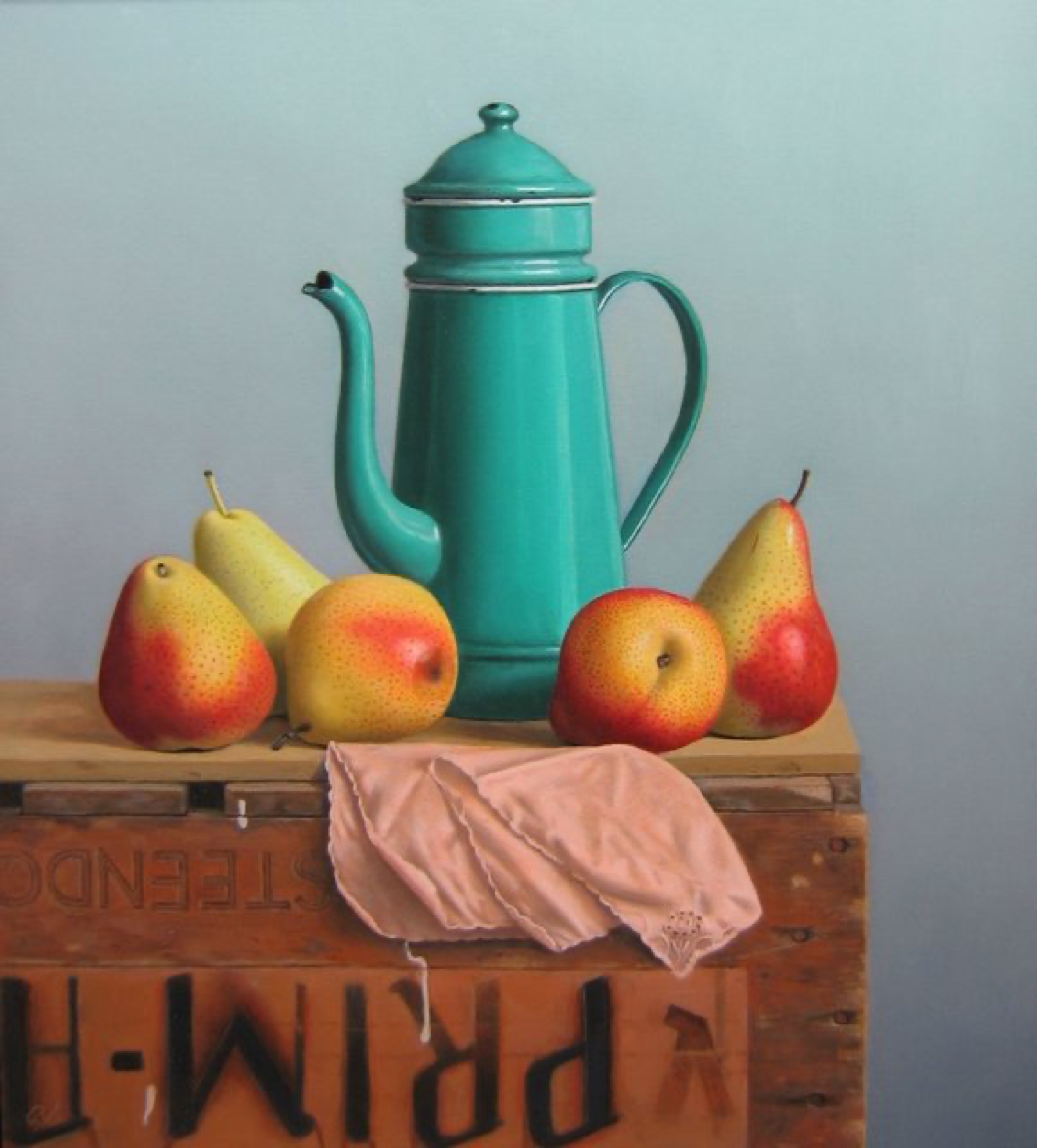 Klaas Wiedijk, Koffiepot met peren (Coffee Pot with Pears) — Still life, Oil on panel