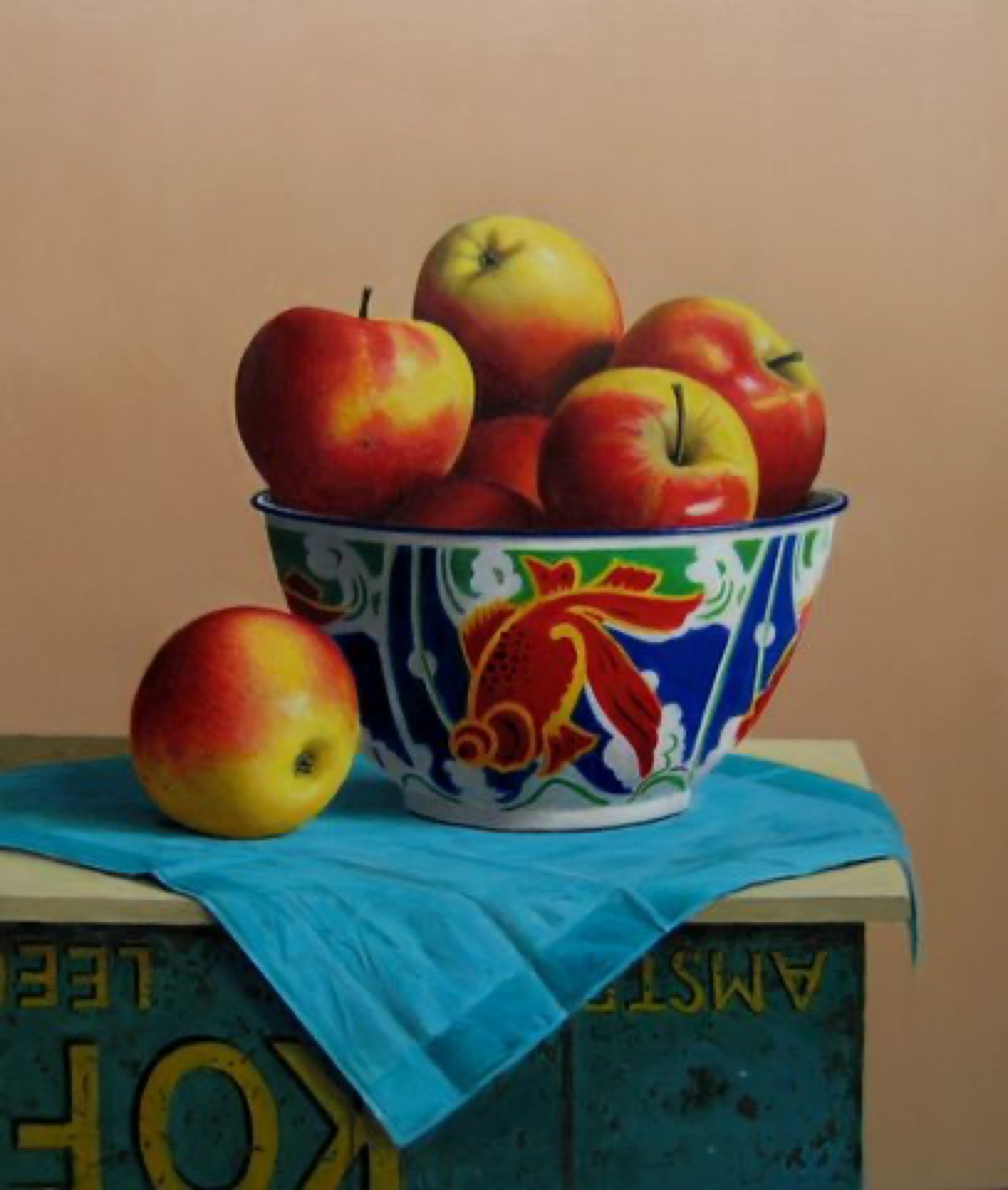 Klaas Wiedijk, Appels in emaille kom (Apples in an Enamel Bowl) — Still life, Oil on panel