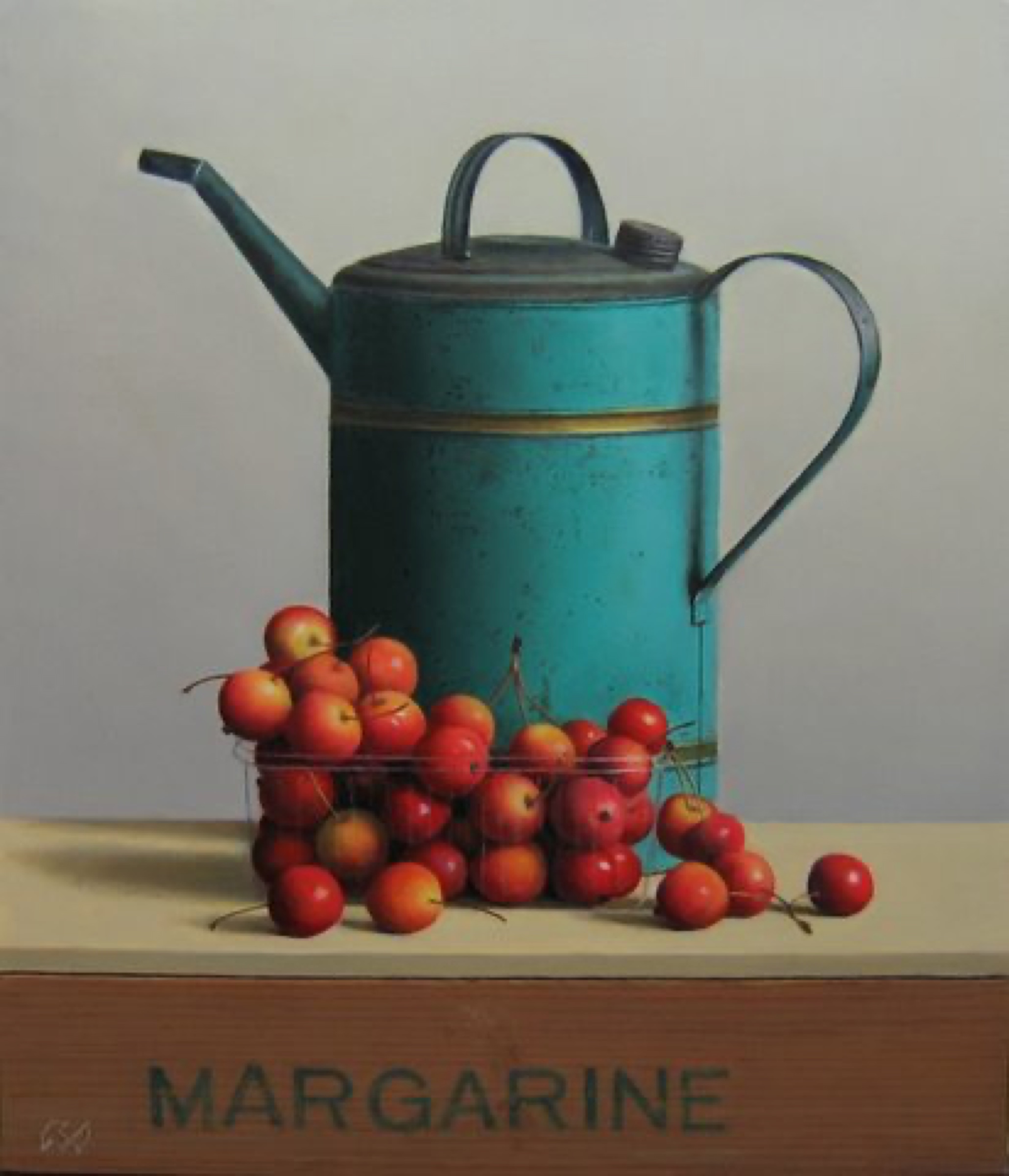 Klaas Wiedijk, Sierappeltjes en oliekan (Crab Apples and an Oil Can) — Still life, Oil on panel