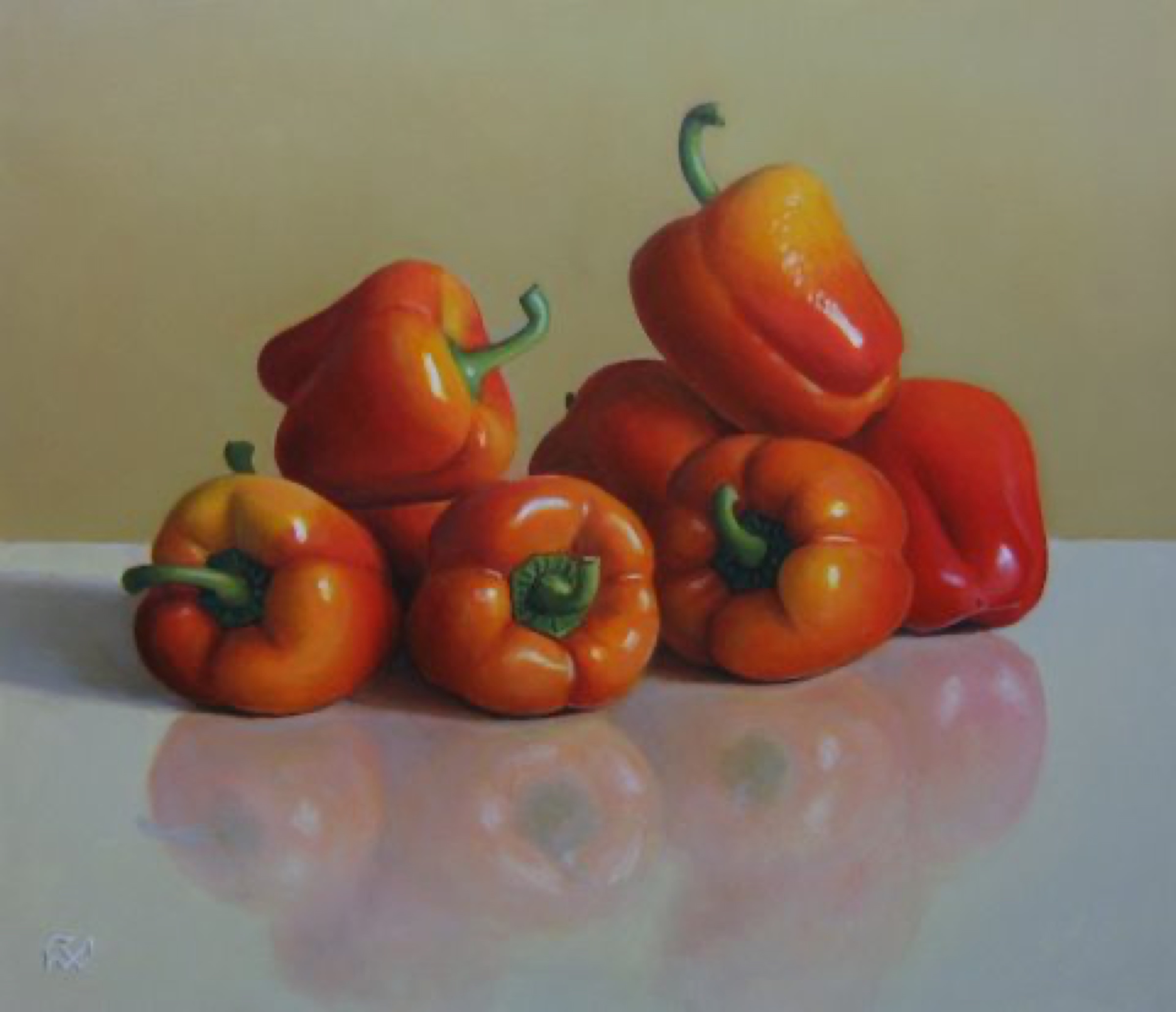 Klaas Wiedijk, Paprika's (Peppers) — Still life, Oil on panel