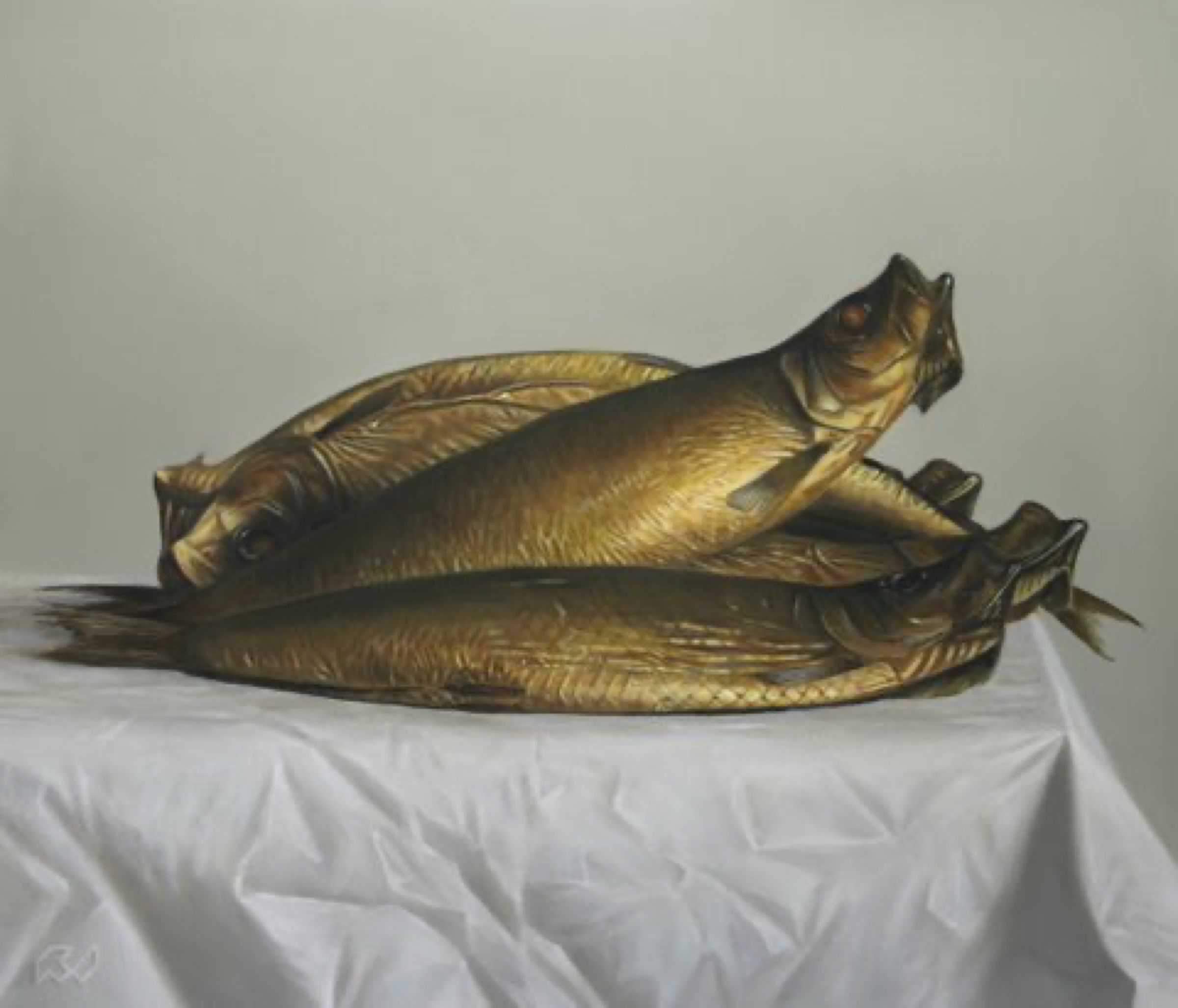 Klaas Wiedijk, Gerookte bokking (Smoked Herring) — Still life, Oil on panel