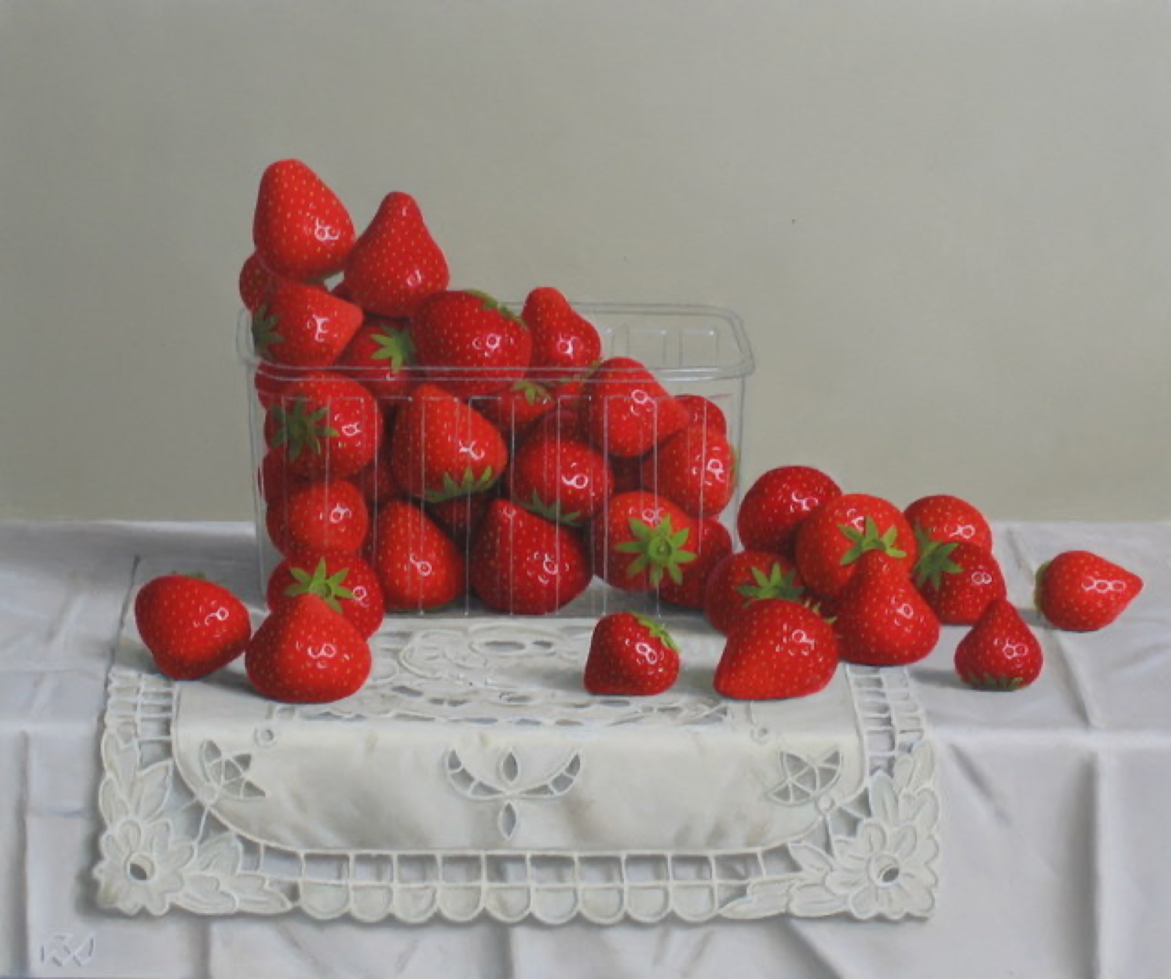 Klaas Wiedijk, Aardbeien (Strawberries) — Still life, Oil on panel