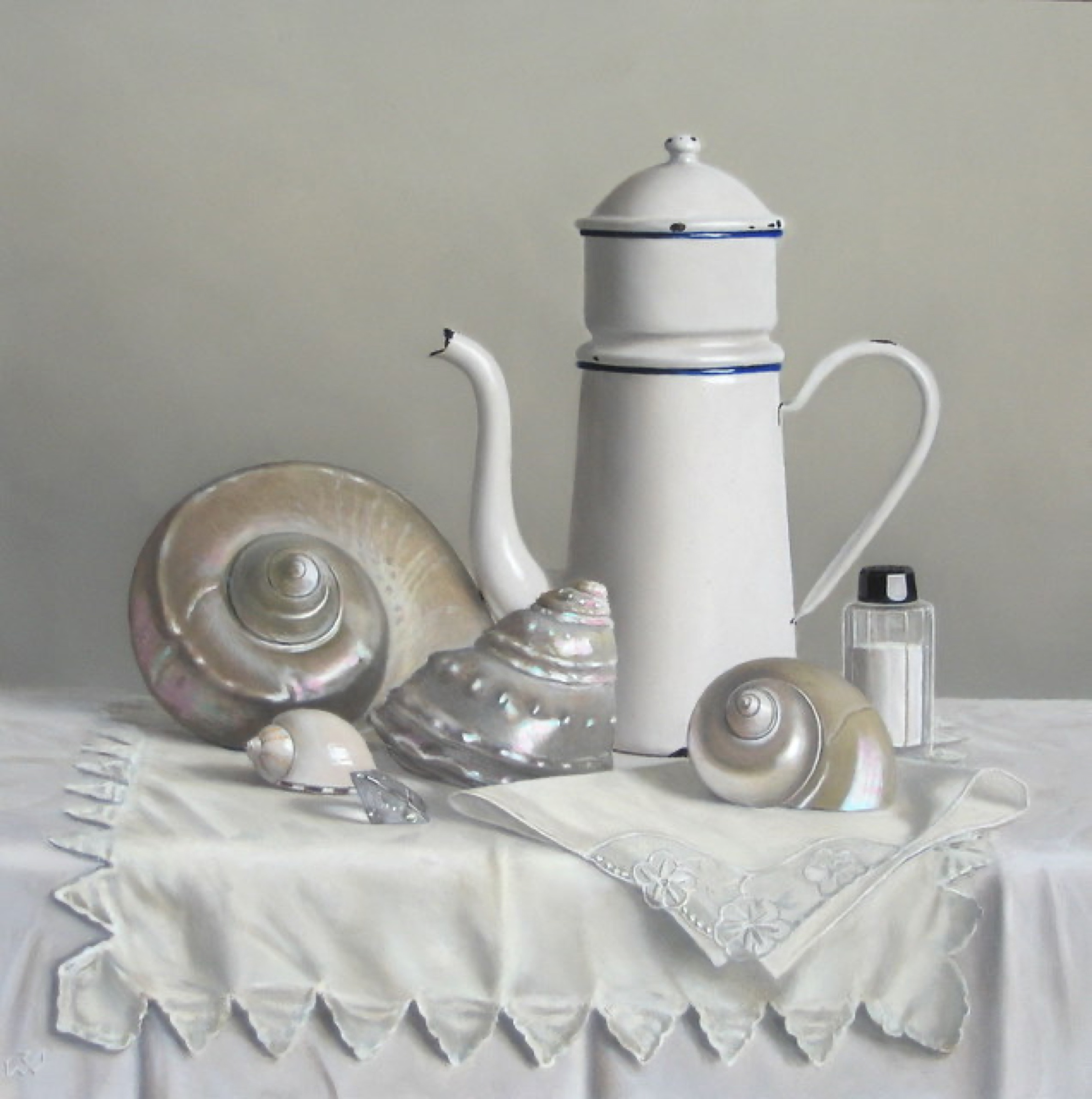 Klaas Wiedijk, Wit op wit (White on White) — Still life, Oil on panel