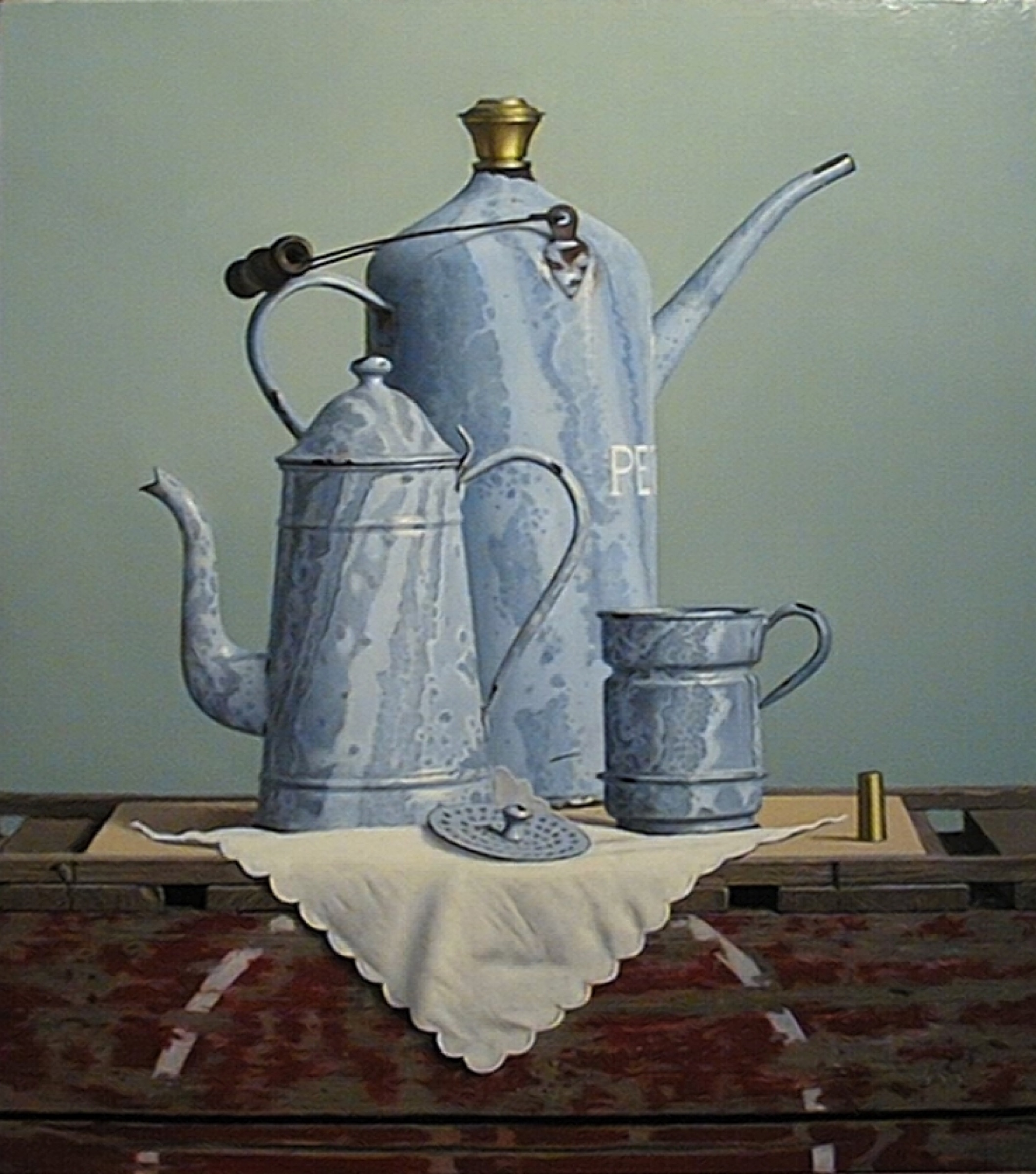 Klaas Wiedijk, Grijs emaille (Grey Enamelware) — Still life, Oil on panel