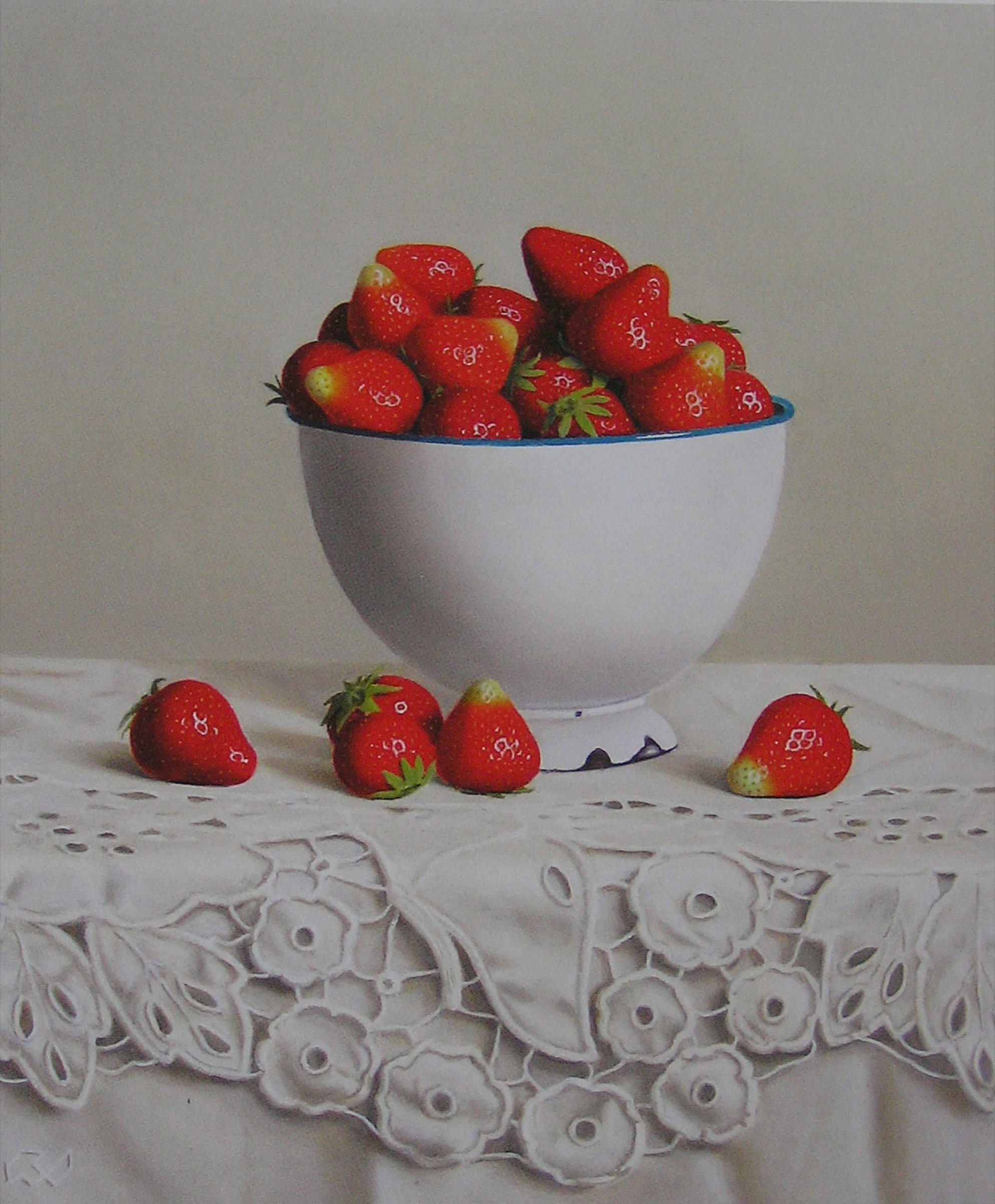 Klaas Wiedijk, Aardbeien (Strawberries) — Still life, Oil on panel