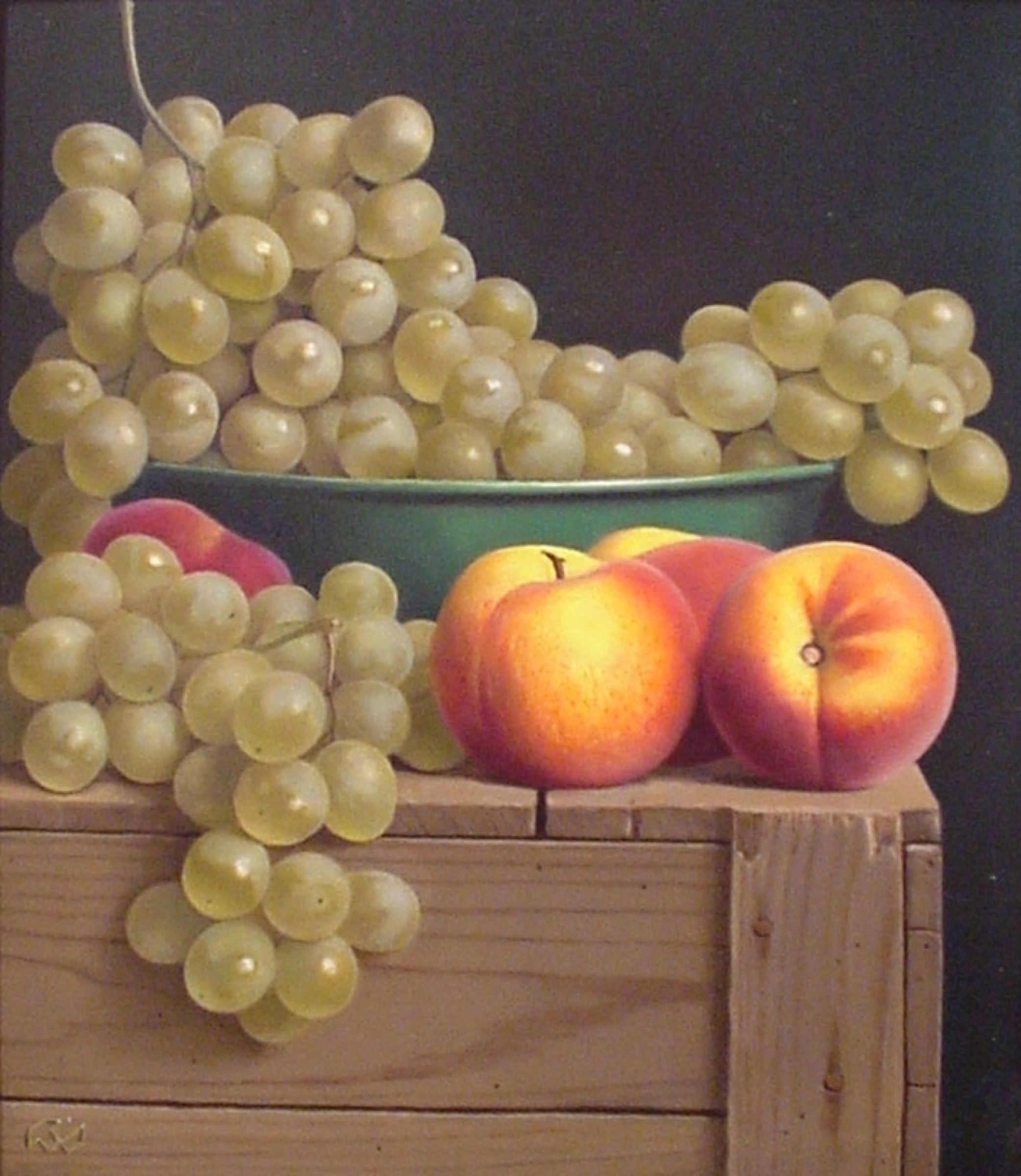 Klaas Wiedijk, Druiven en perziken (Grapes and Peaches) — Still life, Oil on panel