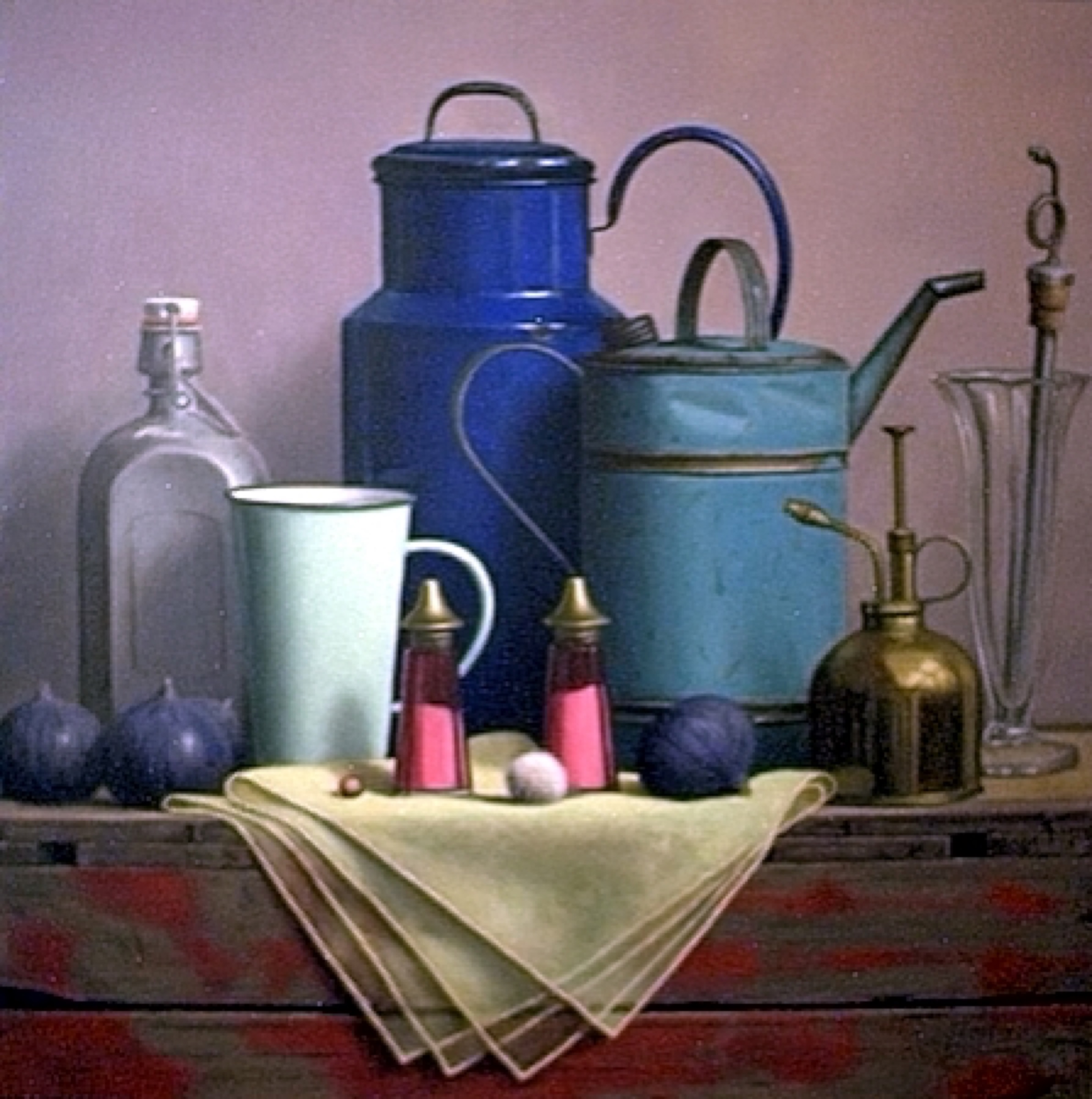 Klaas Wiedijk, Stilleven met blauwe melkbus (Still Life with a Blue Milk Churn) — Still life, Oil on panel