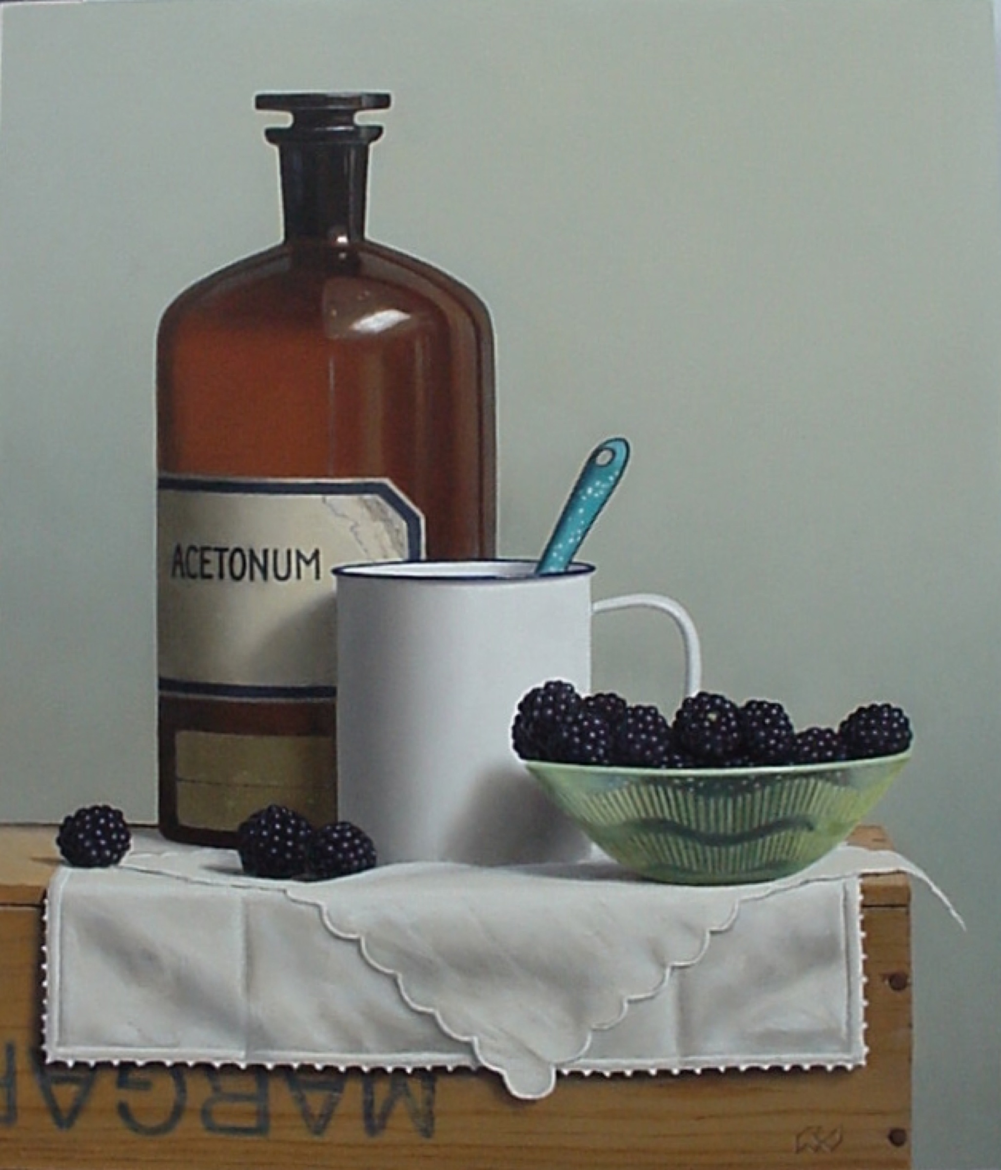 Klaas Wiedijk, Stilleven met bramen (Still Life with Blackberries) — Still life, Oil on panel