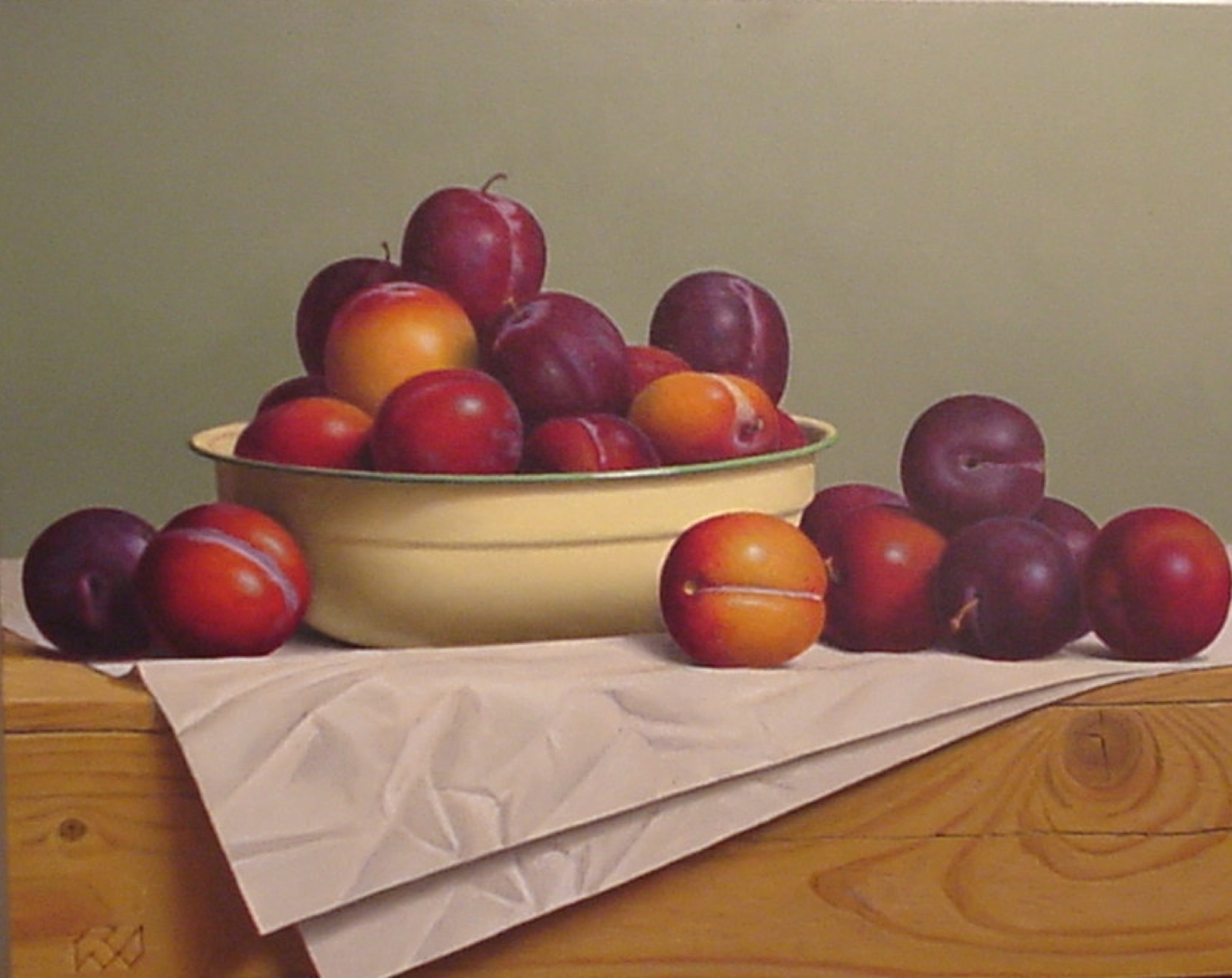 Klaas Wiedijk, Pruimen (Plums) — Still life, Oil on panel