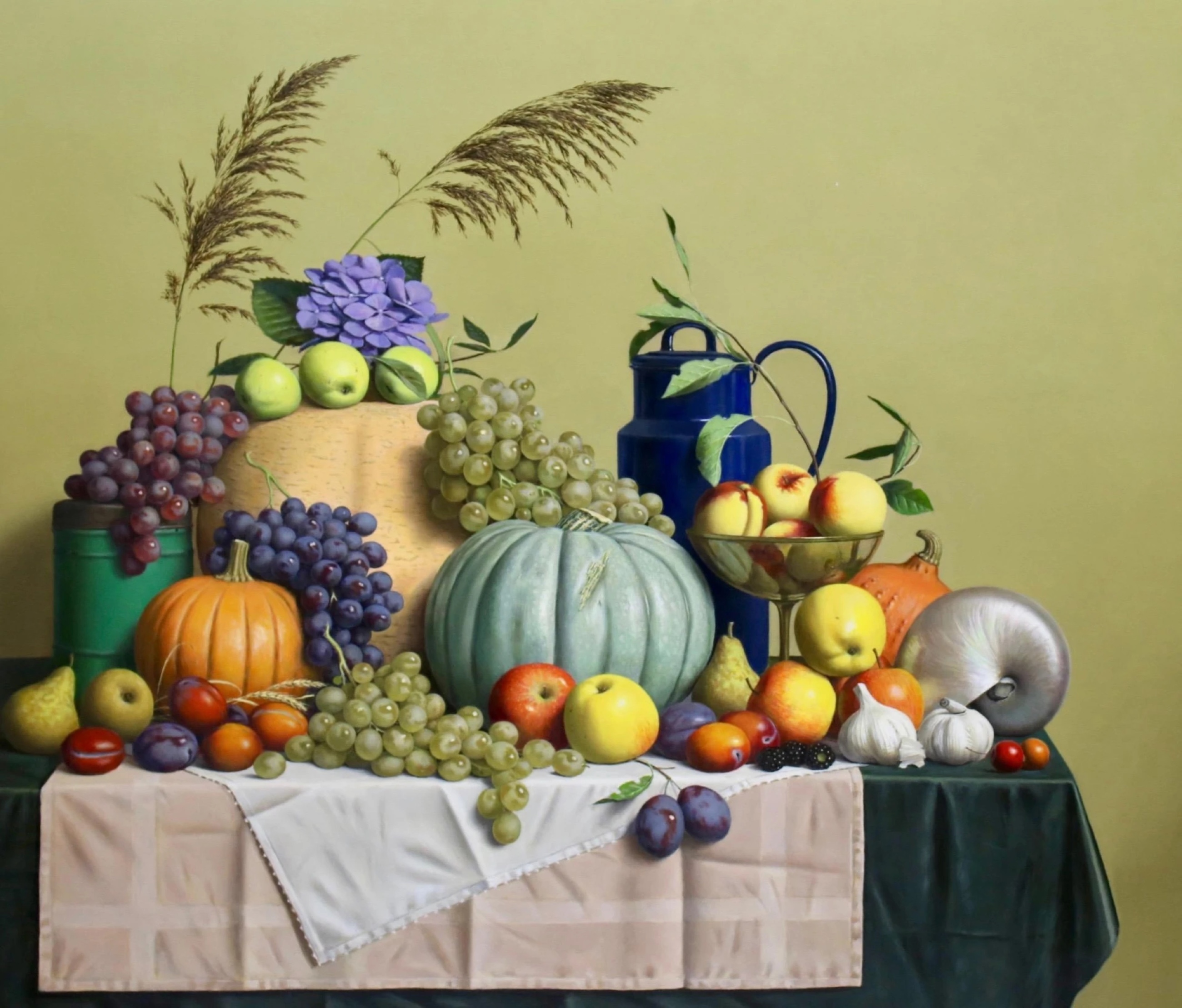 Klaas Wiedijk, Herfststilleven met pompoenen (Autumn Still Life with Pumpkins) — Still life, Oil on panel
