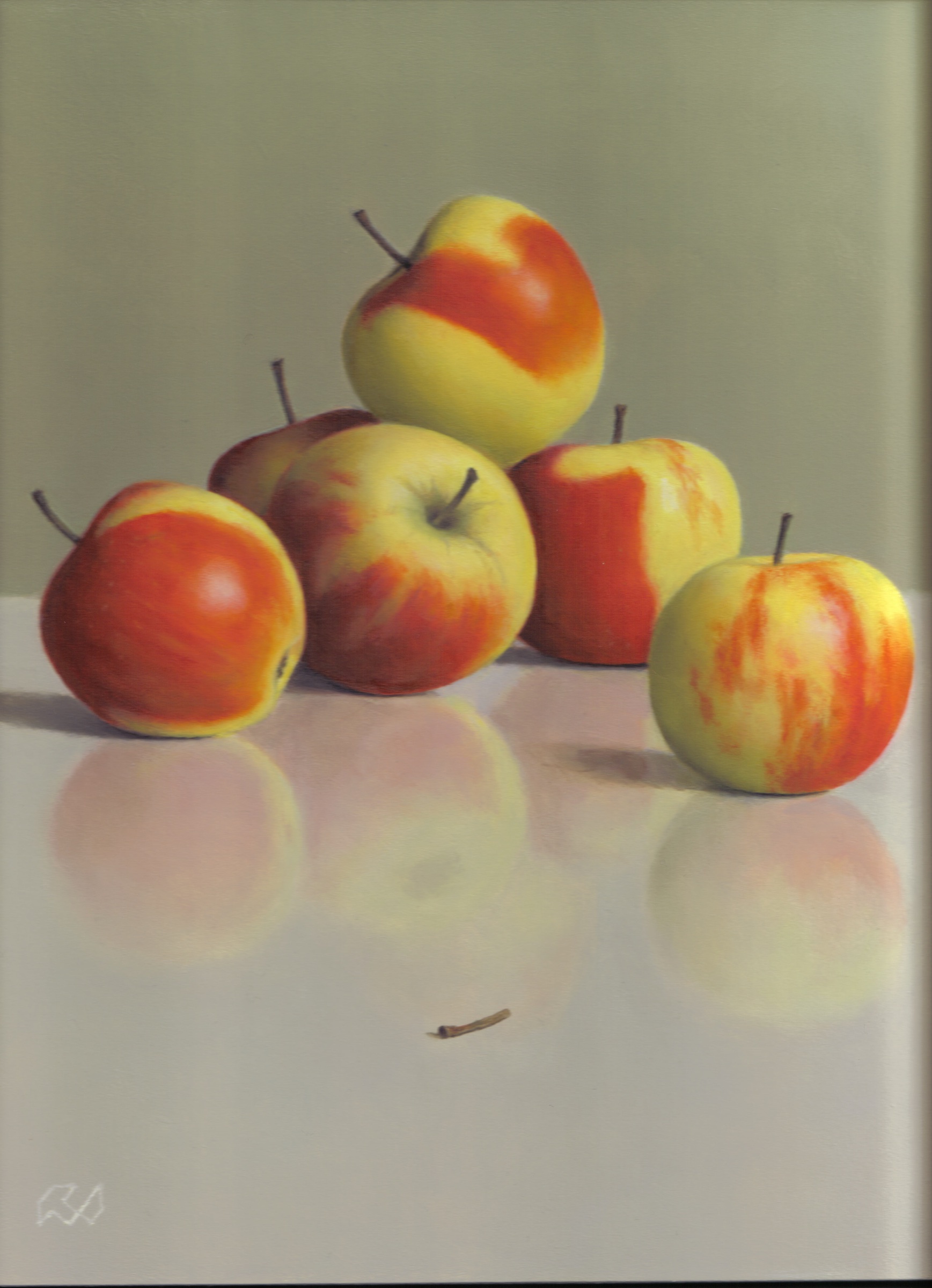 Klaas Wiedijk, Appel (Apple) — Still life, Oil on panel