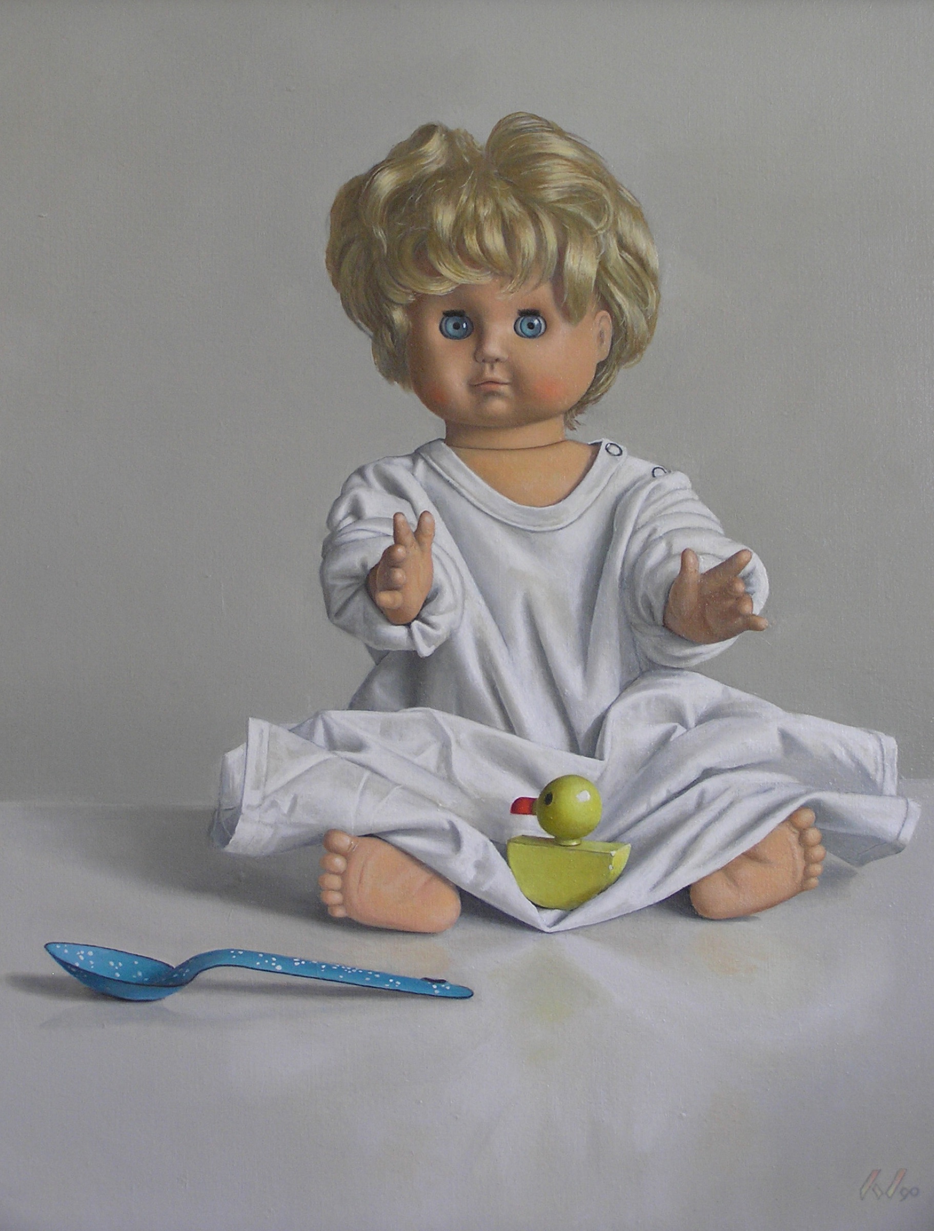 Klaas Wiedijk, Pop (Doll) — Still life, Oil on panel