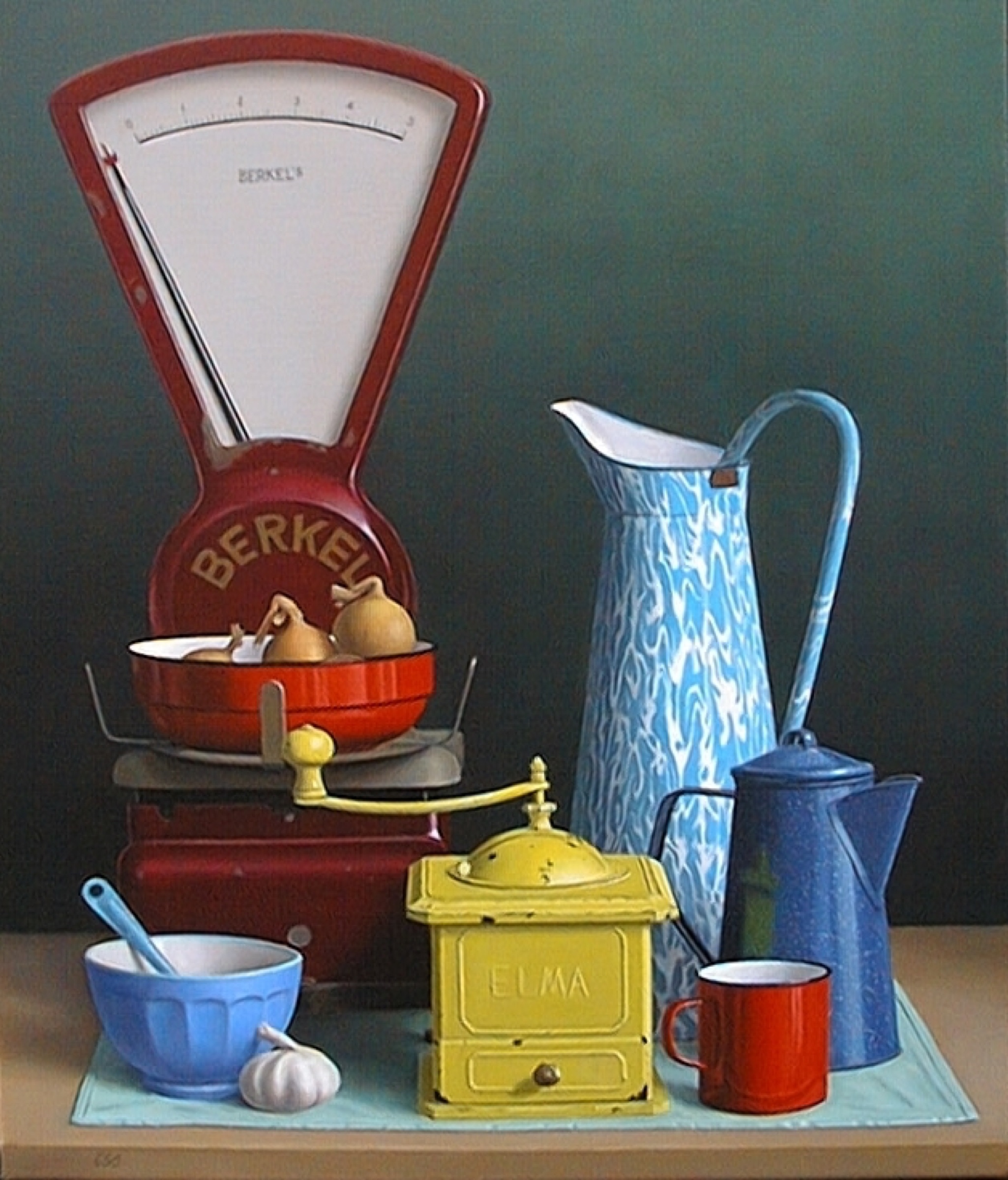 Klaas Wiedijk, Stilleven met Berkel weegschaal (Still Life with Berkel Scales) — Still life, Oil on panel