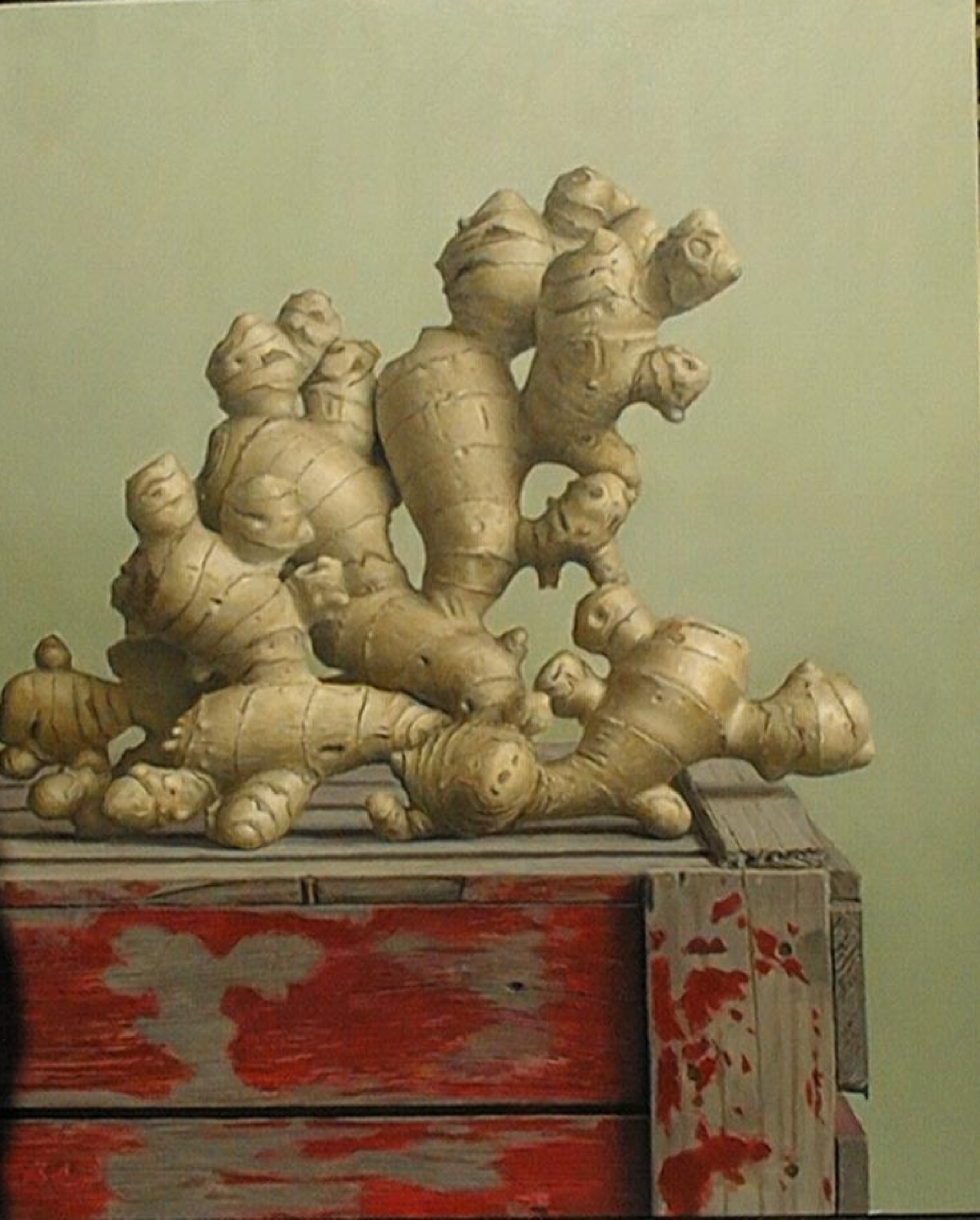 Klaas Wiedijk, Gember op rood (Ginger on Red) — Still life, Oil on panel