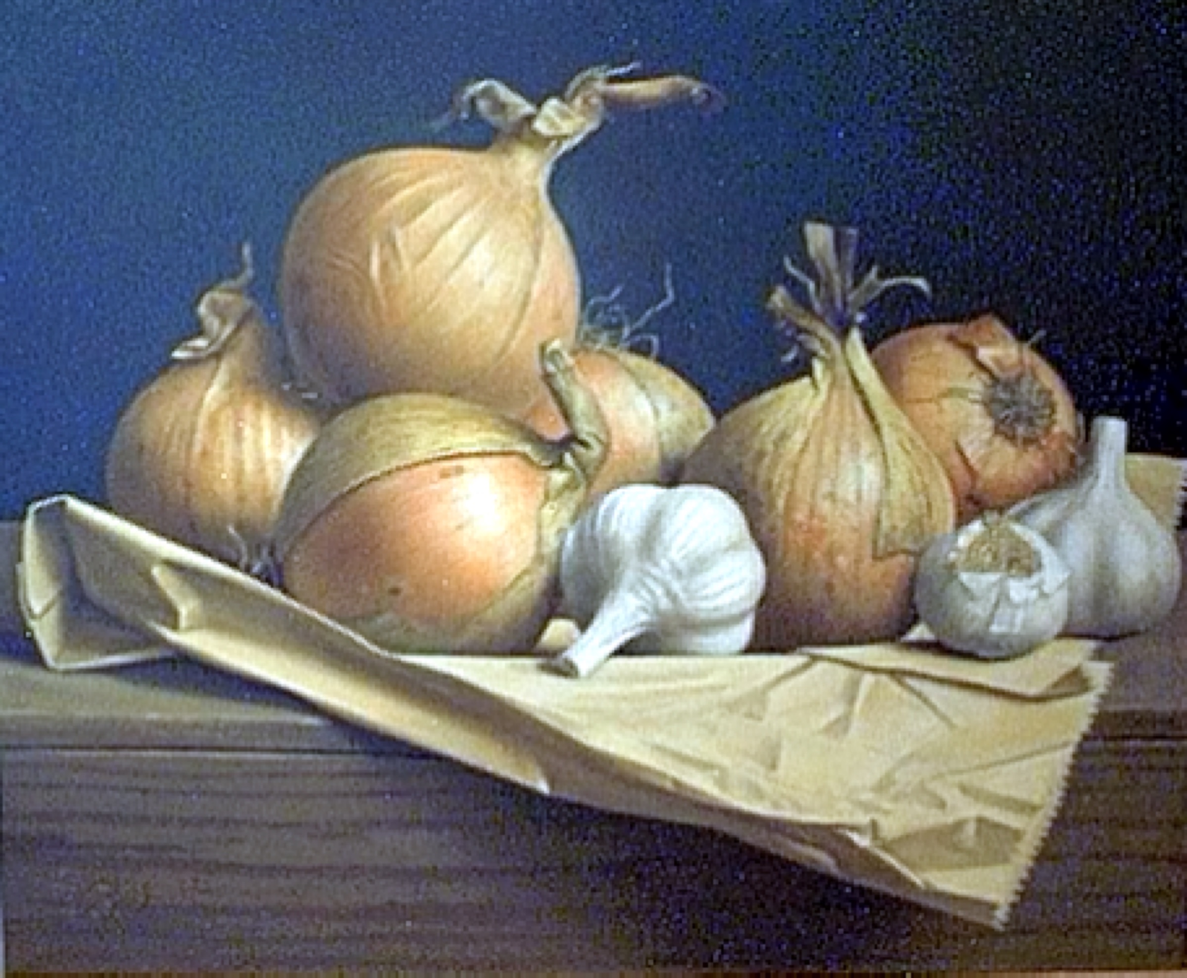 Klaas Wiedijk, Uien en knoflook (Onions and Garlic) — Still life, Oil on panel
