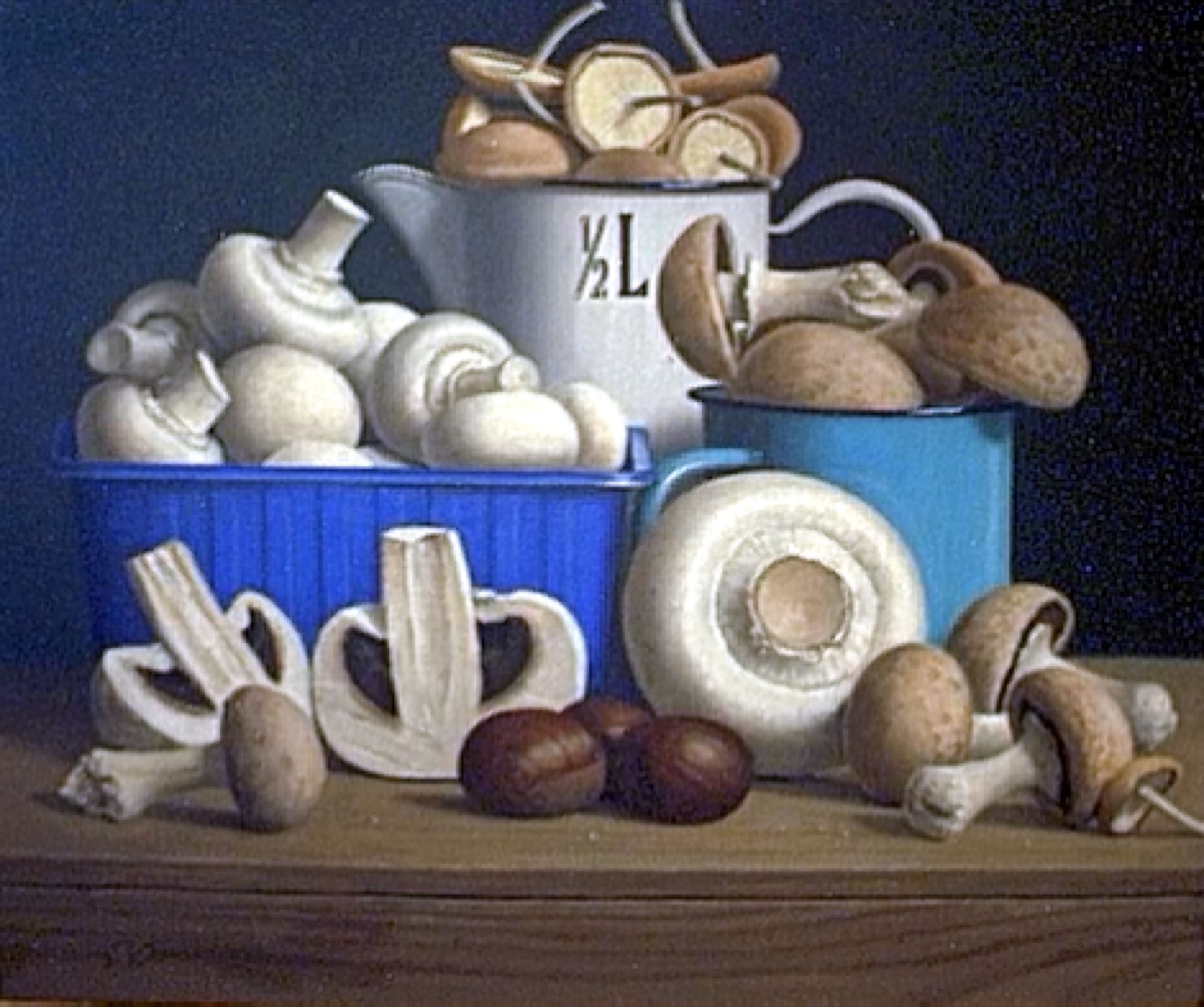 Klaas Wiedijk, Champignons (Mushrooms) — Still life, Oil on panel