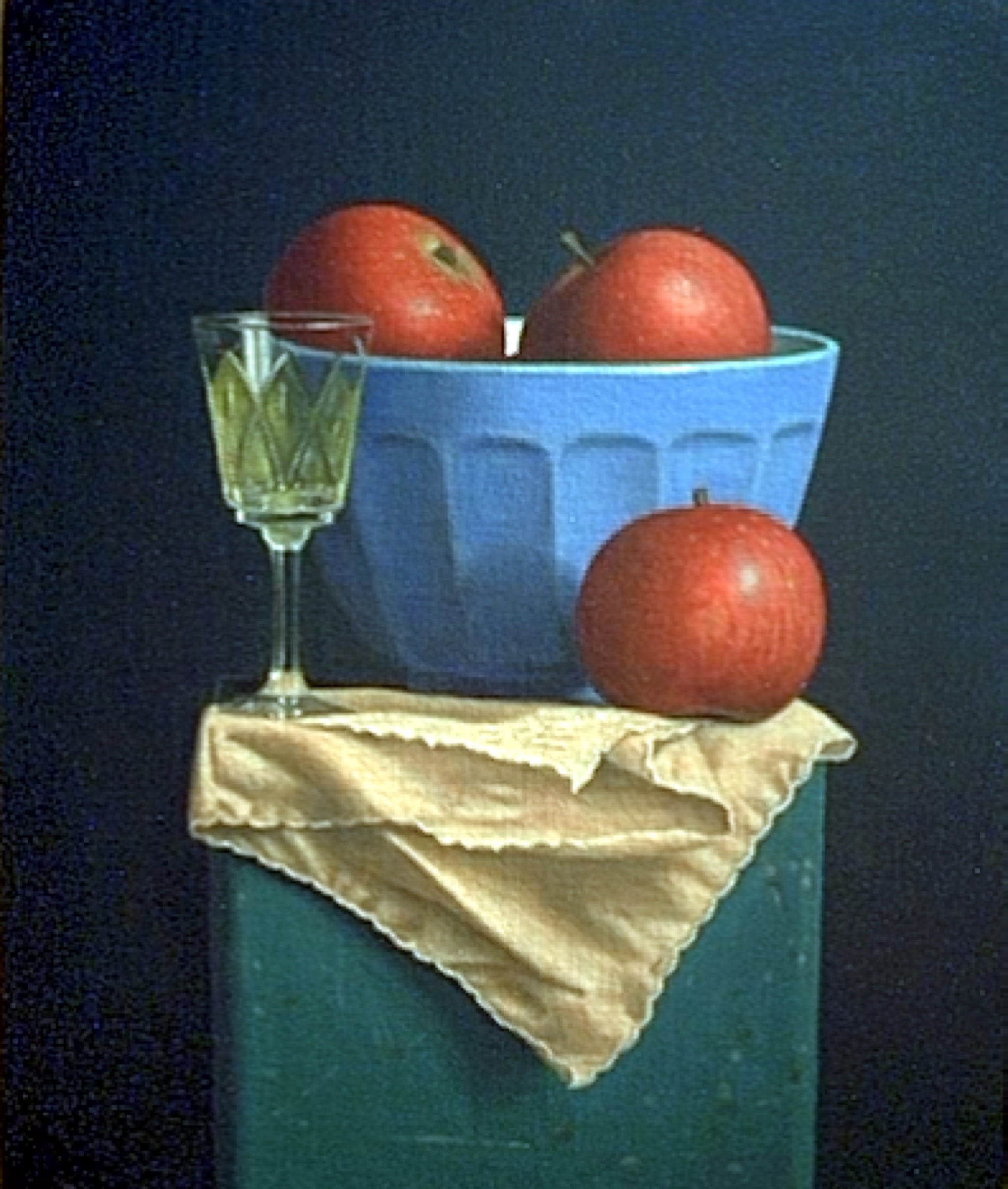 Klaas Wiedijk, Appels en wijnglas (Apples and a Wine Glass) — Still life, Oil on panel