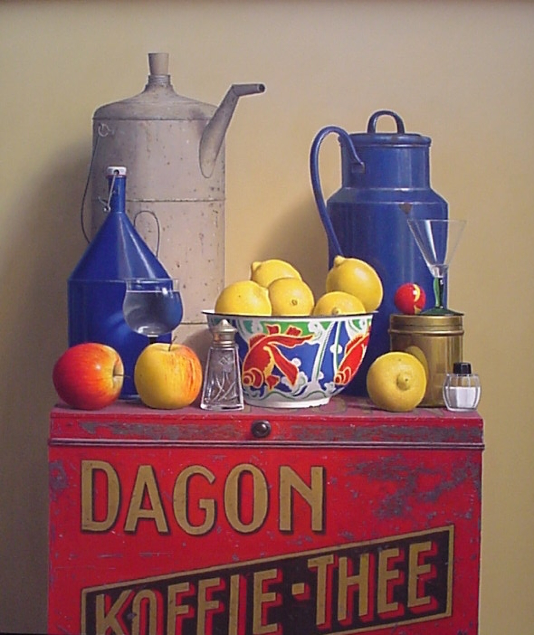 Klaas Wiedijk, Citroenen op DAGON-kist (Lemons on a DAGON Crate) — Still life, Oil on panel