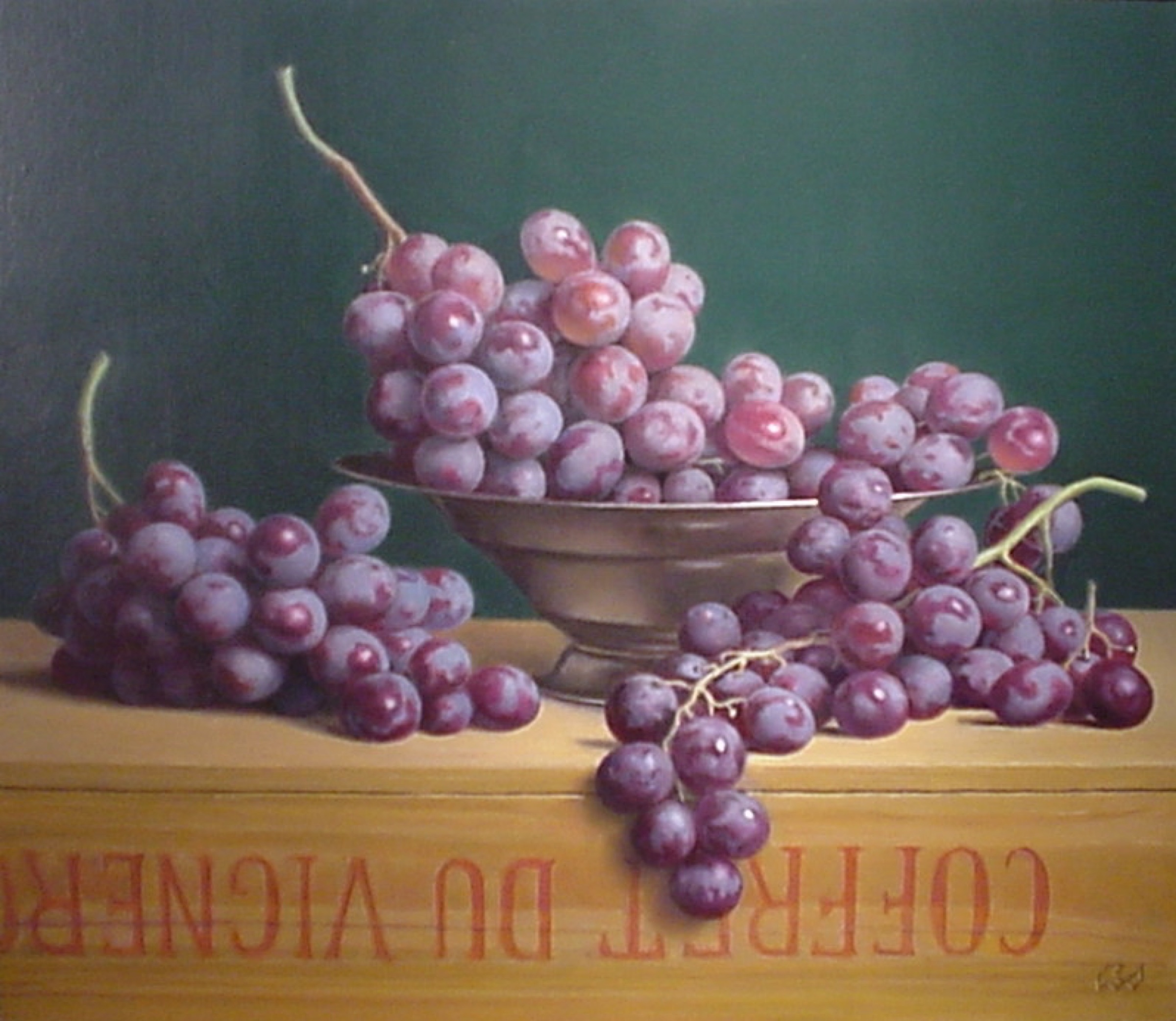 Klaas Wiedijk, Druiven (Grapes) — Still life, Oil on panel