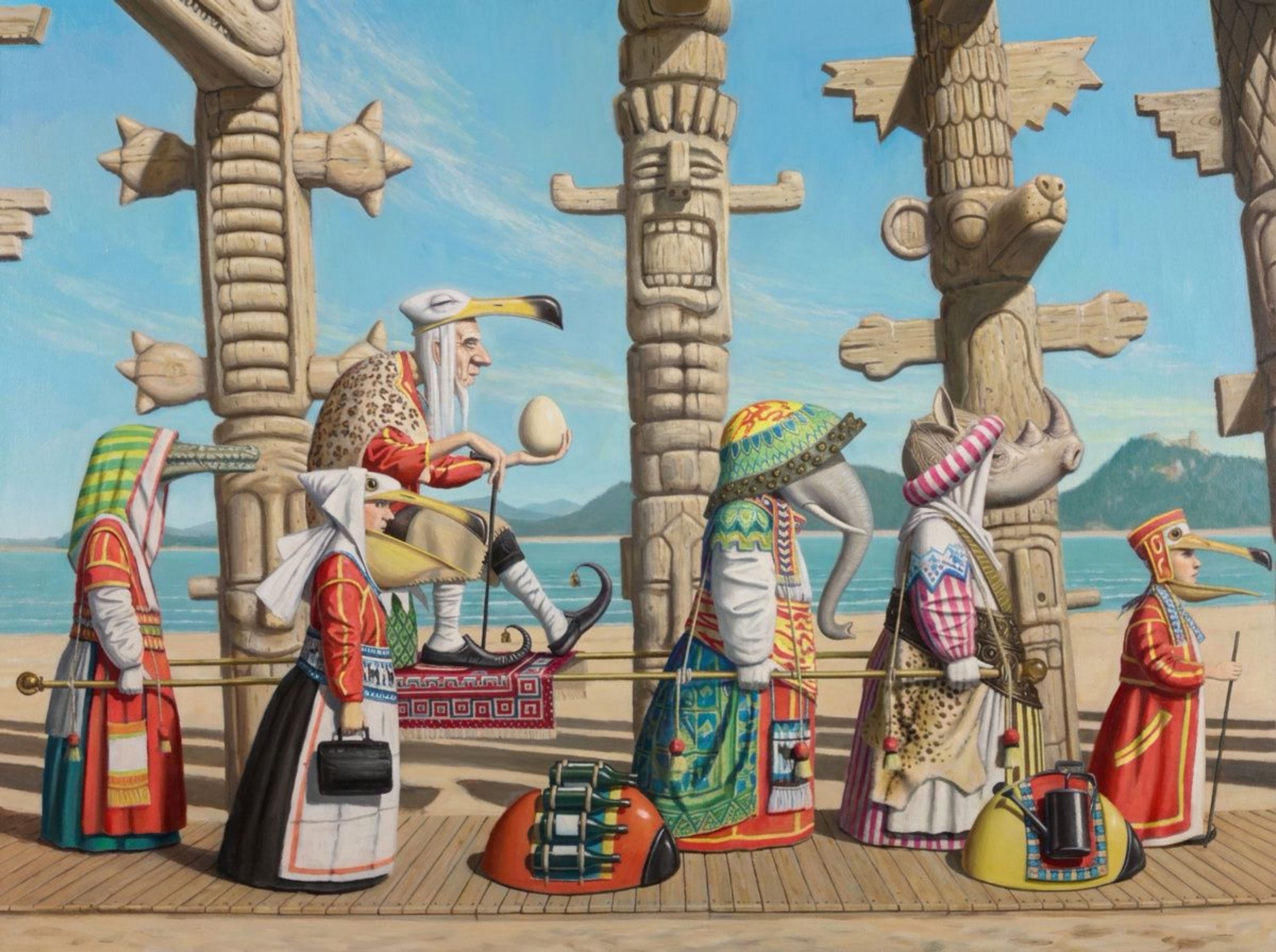 Klaas Wiedijk, Beestenboel (Menagerie) — Surrealism, Oil on linen