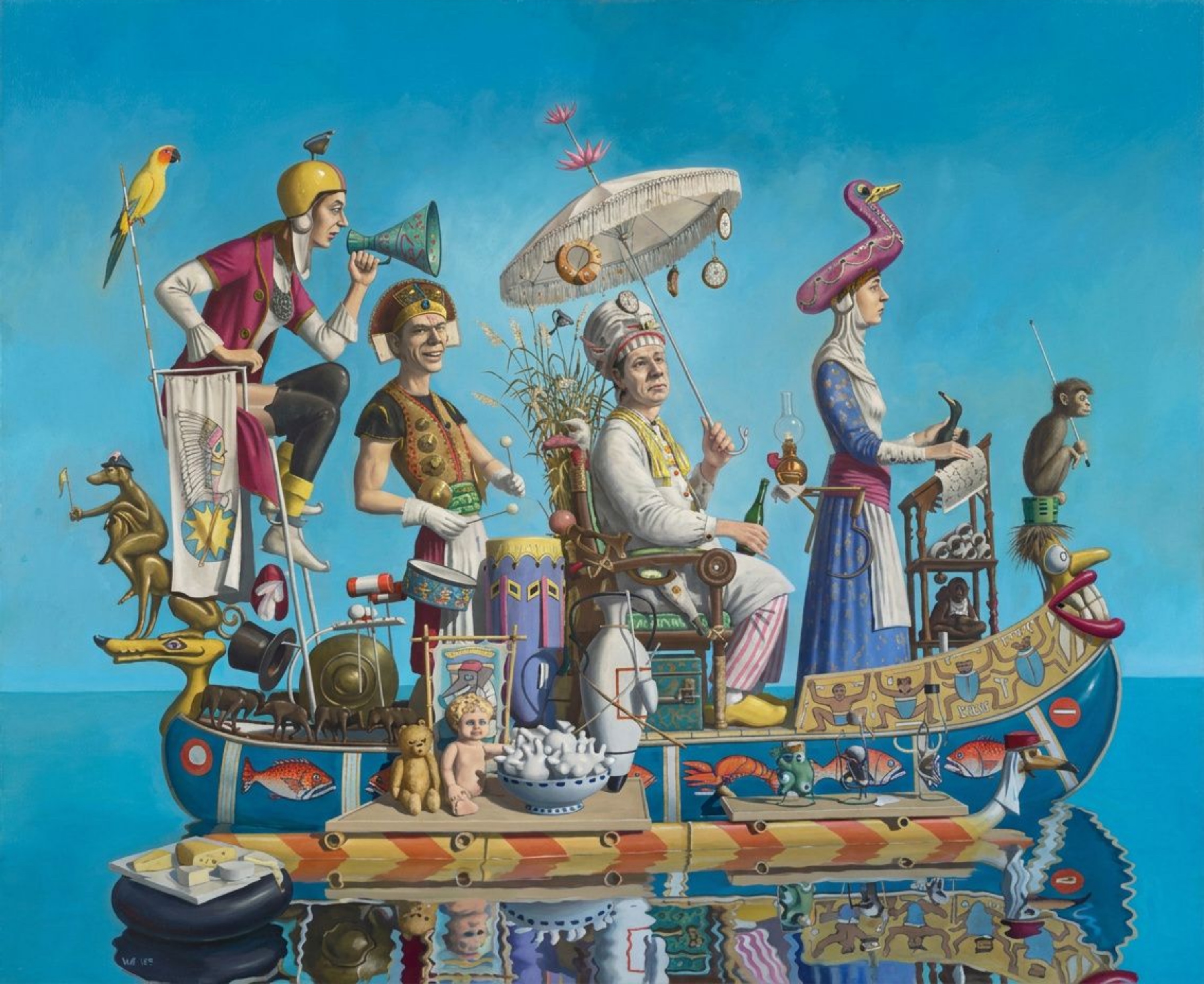 Klaas Wiedijk, Bootvaart (Boat Trip) — Surrealism, Oil on linen