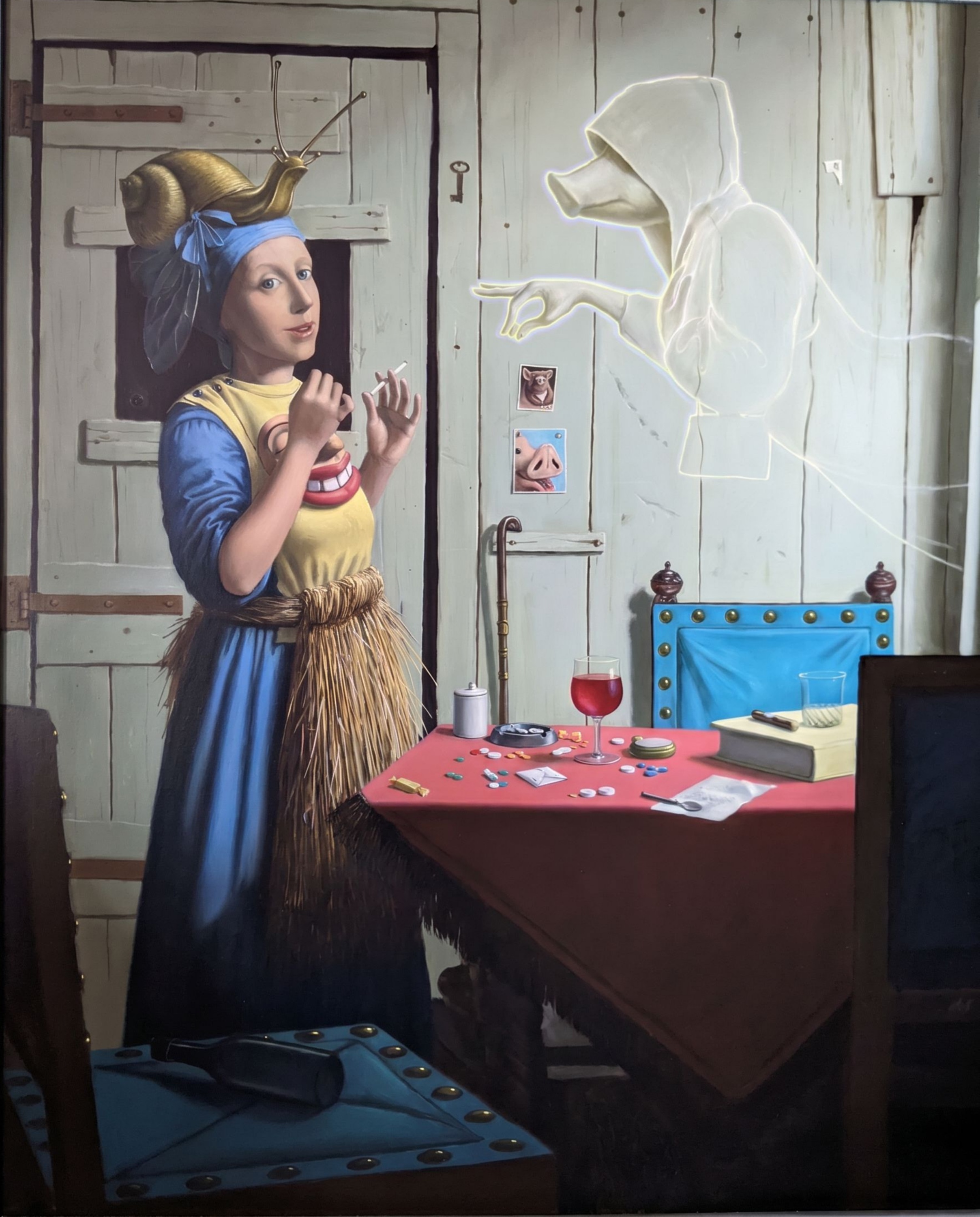 Klaas Wiedijk, Melk Meisje (Milkmaid) — Surrealism, Oil on panel