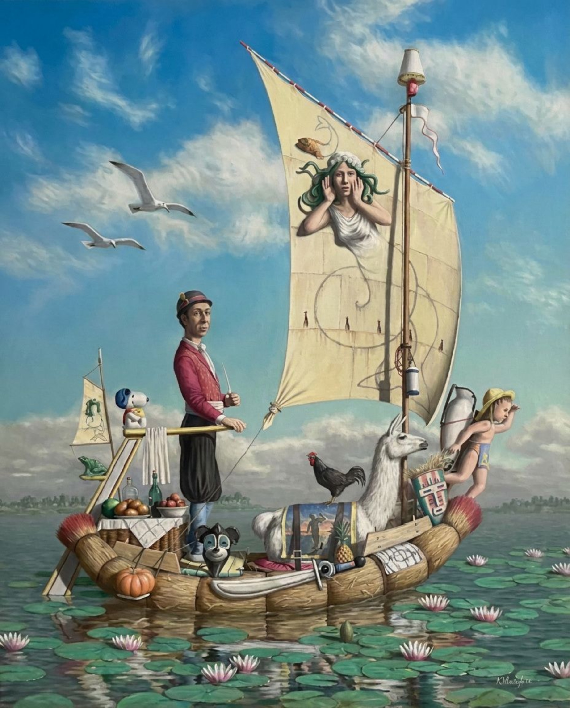 Klaas Wiedijk, Parlevinker (Bumboat Vendor) — Surrealism, Oil on linen