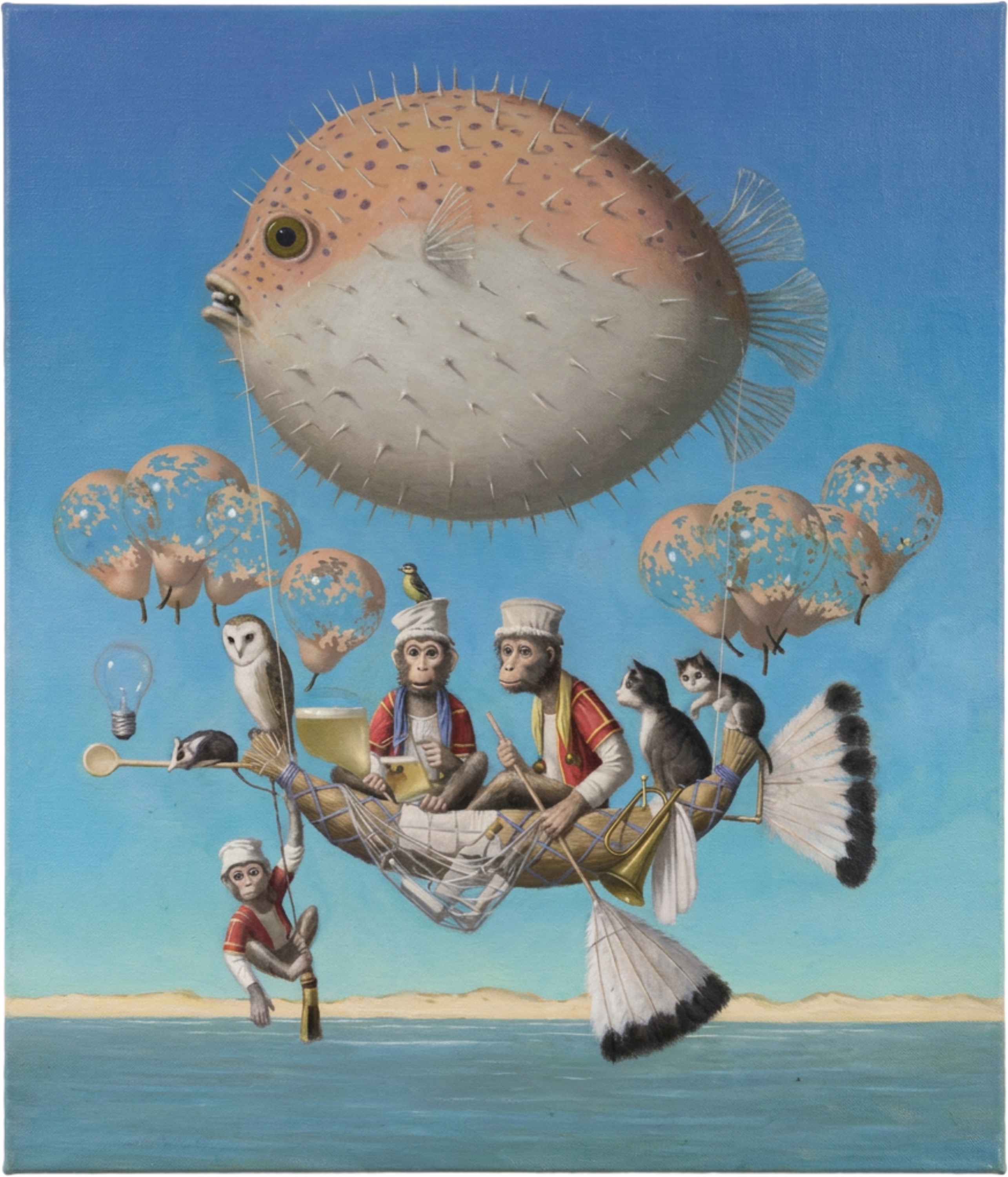 Klaas Wiedijk, Visvaarder (Fish Voyager) — Surrealism, Oil on linen