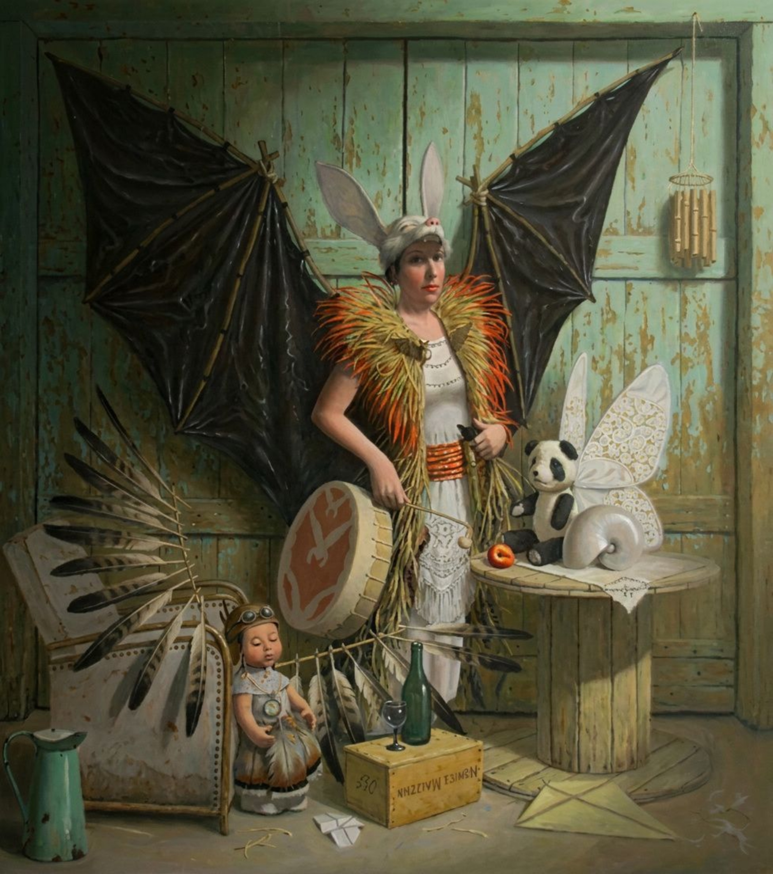 Klaas Wiedijk, Vleermeisje (Bat Girl) — Surrealism, Oil on panel
